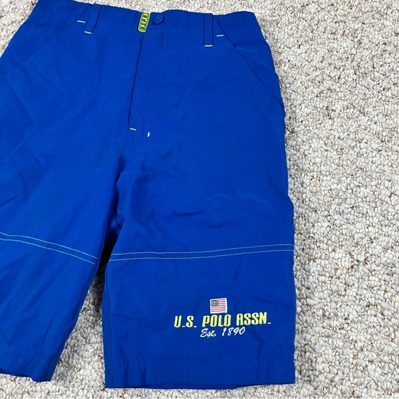 U.S. Polo ASSN Boys Swim Trunks Shorts Size 7 Blue Logo Mesh Pockets - Picture 3 of 11